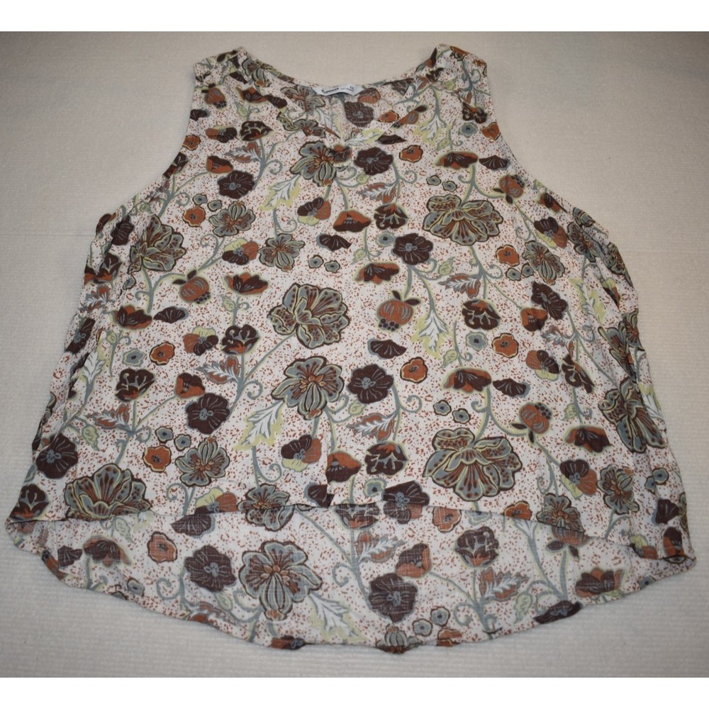 Sonoma Floral V-Neck Sleeveless Blouse Top Size XXL